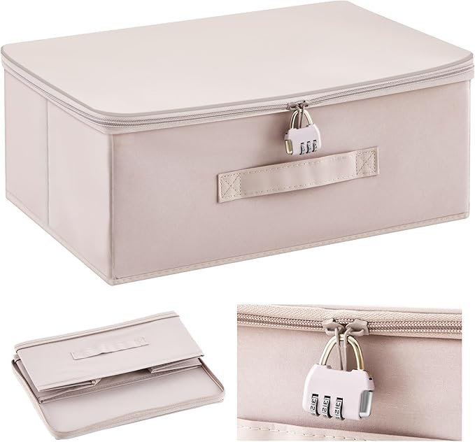 Discreet Lockable Toy Bag Storage Organizer Toy Bag Storage Bins Case with Zipper Lid 15 x 10 x 6.3 Inches for Women and Men Clothes Container(Light Purple)-NeatNest