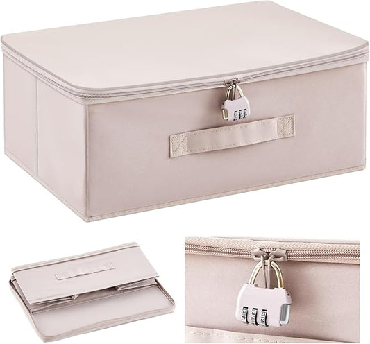 Discreet Lockable Toy Bag Storage Organizer Toy Bag Storage Bins Case with Zipper Lid 15 x 10 x 6.3 Inches for Women and Men Clothes Container(Light Purple)-NeatNest