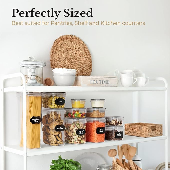 Chef's Path Ultra Large - 48 Pack Food Storage Containers | Kitchen and Pantry Organization Canisters for Cereal, Dry Food, Flour and Sugar, BPA Free, Includes 24 Labels-NeatNest