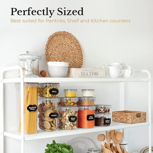 Chef's Path Ultra Large - 48 Pack Food Storage Containers | Kitchen and Pantry Organization Canisters for Cereal, Dry Food, Flour and Sugar, BPA Free, Includes 24 Labels-NeatNest