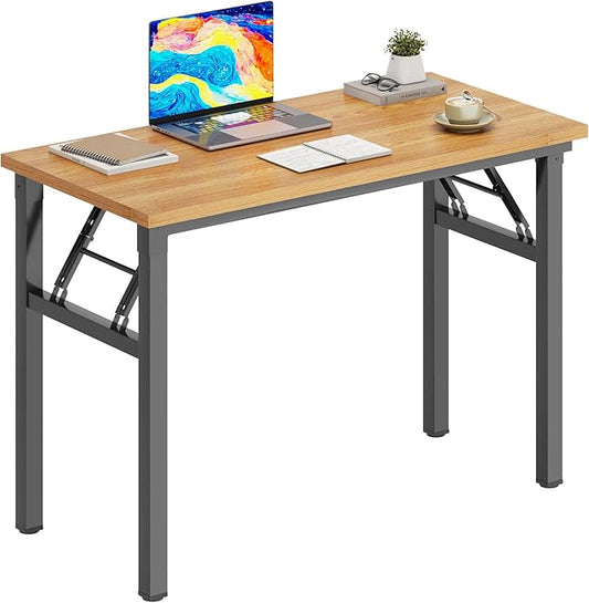 DlandHome 31.5 inches Small Computer Desk for Home Office Folding Table Writing Table for Small Spaces Study Table Laptop Desk No Assembly Required Teak and Black DND-AC5BB-8040-NeatNest