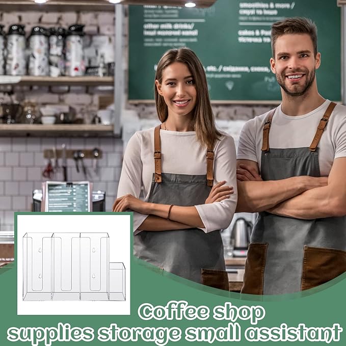 4 Compartments Acrylic Coffee Cup and Lid Storage Organizer Holder Disposable Paper Cup Dispenser Organizer Plastic Lid Holder Accessories for Kitchen Bar Shop Party Supplies(Transparent)