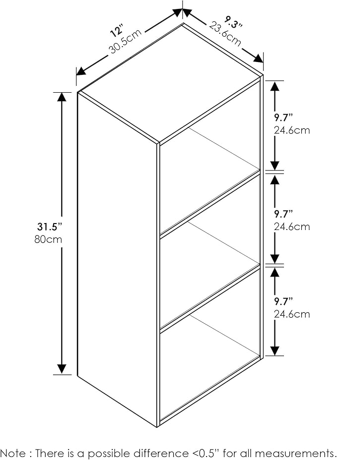 Furinno Luder Bookcase / Book / Storage , 3-Tier, Blackwood-NeatNest