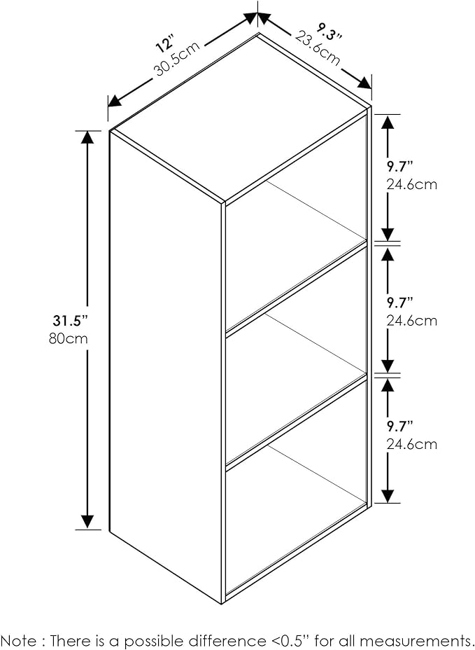 Furinno Luder Bookcase / Book / Storage , 3-Tier, White-NeatNest