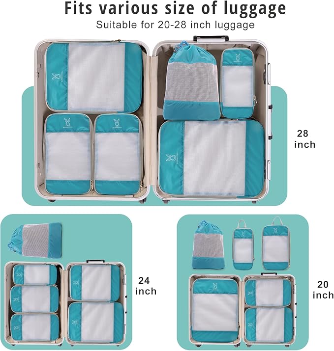 Expandable Compression Packing Cubes for Suitcases,6 Set Lightweight Compressible Travel Packing Organizer for Carry on Suitcase,Organizer Bags Set as Travel Essentials for Women-NeatNest