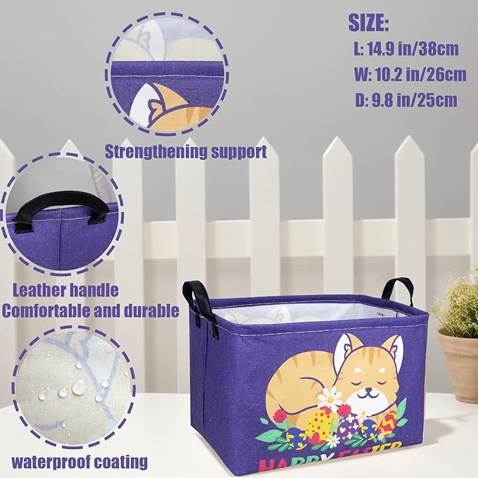 Cat Easter Basket for Kid Large Empty Easter Bunny Eggs Décor Storage Basket (Cat)-NeatNest