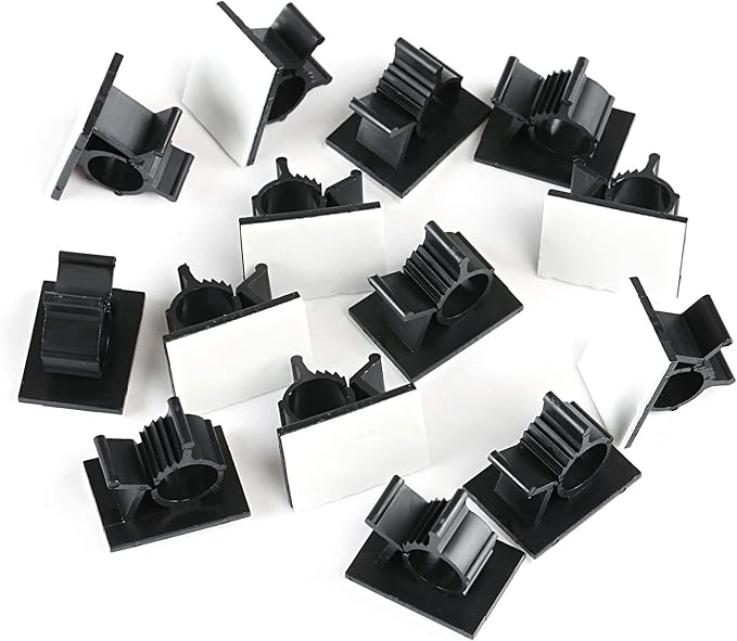 GWHOLE 60Pcs Adhesive Cable Clips, Adjustable Cable Cord Organizer Wire Management Clip 3m Wire Holder for Car Office and Home, Black-NeatNest