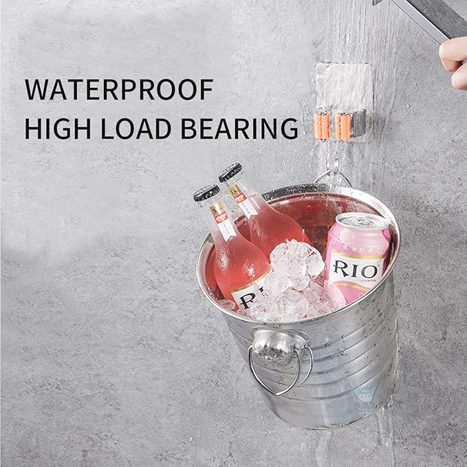 Broom and Mop Holder Wall Mounted, Stainless Steel Self-Adhesive Single Broom Hanger Hook,Organizer Rack for Kitchen Garage Closet Pantry Refrigerator,Rectangle - Orange (2 Pack)