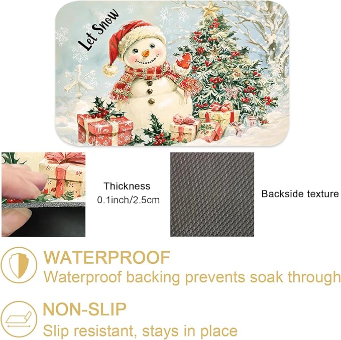 Hello Winter Dish Drying Mats for Kitchen Counter Absorbent Fast Dry Dish Drainer Rack Mats for Dishes Utensils Pot and Pan, Kitchen Accessories 20"x12"