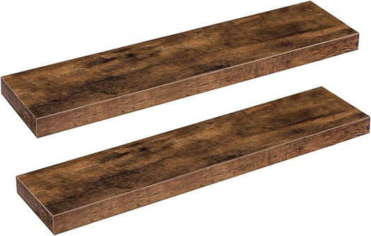 HOOBRO Floating Shelves for Wall, Wall Mounted Shelf Set of 2, 31.5" Hanging Shelf with Invisible Brackets, for Wall in Bathroom, Bedroom, Toilet, Kitchen, Living Room, Office, Rustic Brown BF80BJP201-NeatNest