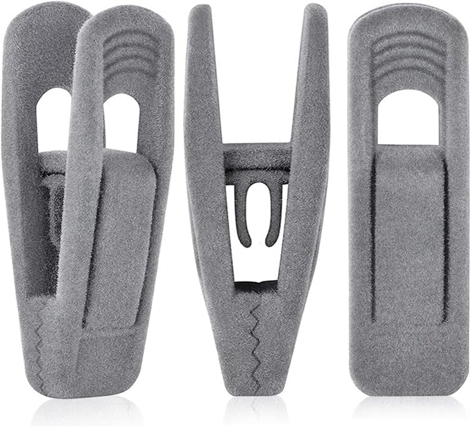 Grey Velvet Hangers Clips (80-Pack), Non-Slip Strong Velvet Hangers Clips for Velvet Skirt Hangers, Velvet Pants Hanger Velvet Clips Fit for Thin Velvet Clothes Suit Hangers-NeatNest