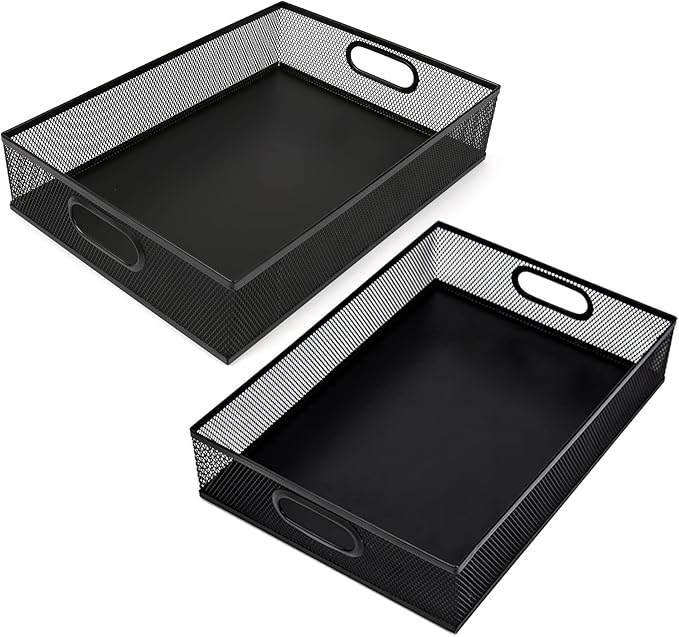 2Pcs Desk Drawer Organizer, Stable Metal Mesh Desk Storage Tray, Versatile Storage Box Set for Office Home Supplies,13 x 9 inches-NeatNest