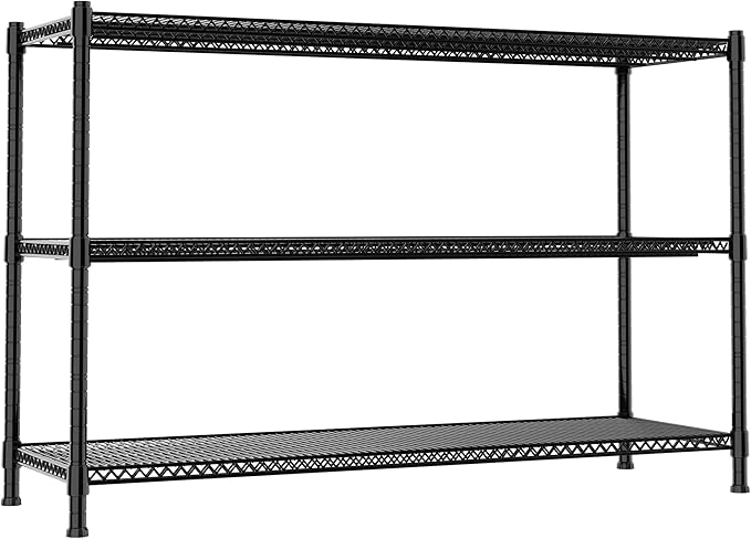 GIOTORENT 59.6" W x 24" D x 47.6" H Heavy Duty Storage Shelves, 2000LB Capacity Metal Shelving with 1IN Adjustable Height, Garage Shelving for Home, Warehouse & Commercial Use, Black