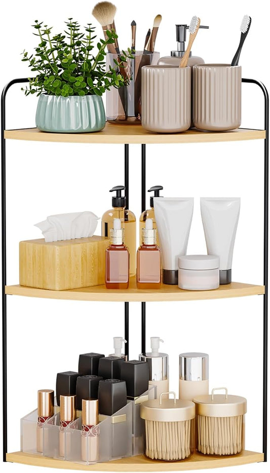 Bathroom Counter Organizer,Countertop Organizer,Vanity Organizers,Bathroom Storage,Bathroom Sink Caddy,Counter Shelf,Corner Counter,Corner Shelves(Black-Burlywood)-NeatNest