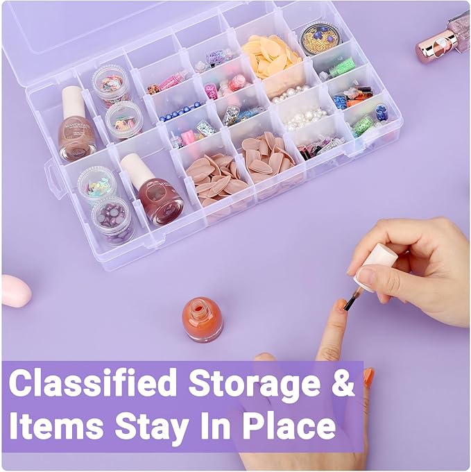 36-Grid Bead Storage Containers, 2 Packs Clear Craft Organizers and Storage Box with Dividers for Small Accessories, Nail Art, Jewelry Gem, Beads, Tackle, Miniature Fittings-NeatNest