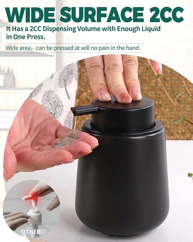 Bosilunlife Black Lotion Dispenser - 12Oz Ceramic Soap Dispenser Bathroom Refillable Liquid Hand Wash Dispenser for Bathroom Kitchen Dish Soap Dispenser with Easy-to-Press Pump-NeatNest