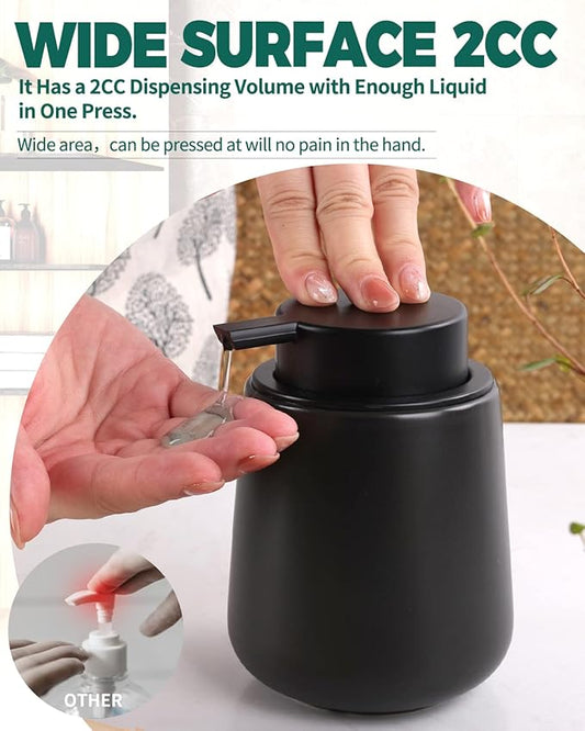 Bosilunlife Black Lotion Dispenser - 12Oz Ceramic Soap Dispenser Bathroom Refillable Liquid Hand Wash Dispenser for Bathroom Kitchen Dish Soap Dispenser with Easy-to-Press Pump-NeatNest