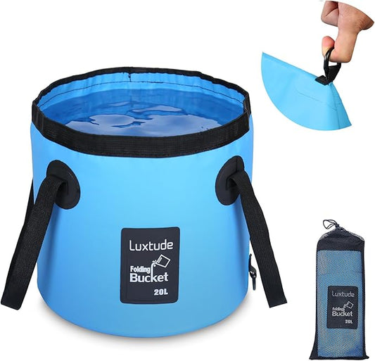 Luxtude Collapsible Bucket with Handle, 5 Gallon(20L), Portable & Ultra Lightweight Outdoor Basin Bucket, Folding Bucket for Fishing, Camping, Hiking-NeatNest