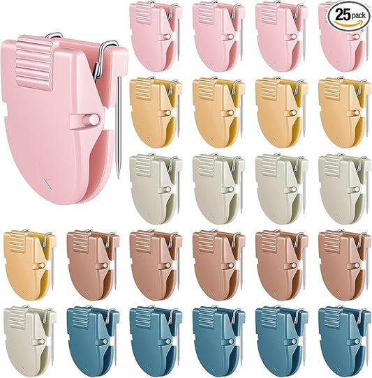 25 Pcs Cubicle Clips Fabric Panel Cubicle Accessories Fabric Partition Panel Wall Clip Office Photos Wall for Notes Memos Standard Size, 40-Sheet Capacity (Boho Color)