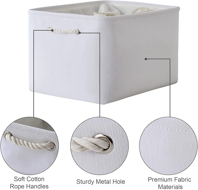 TheWarmHome Organization and Storage Basket for Shelves - Extra Jumbo 3 Pack 20.5x15.8x13.8 inch Cube Storage Bins for Toy Closet Box Home Organizer Gift (White)-NeatNest