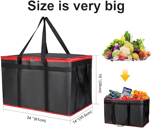 2 Pack XXXL Insulated Food Delivery Bag Black Red Cooler Bags Keep Food Warm Catering Therma for doordash Catering Cooler Bags Keep Food Warm Catering Therma Catering Shopper hot XXXL-NeatNest