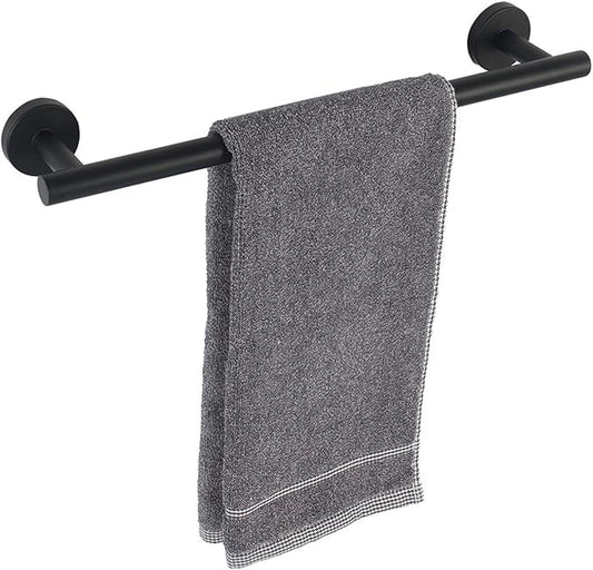 TocTen Bath Towel Bar - Thicken SUS304 Stainless Steel Bathroom Towel Holder, Towel Rod for Bathroom Heavy Duty Wall Mounted Towel Rack Hanger (16IN, Black)