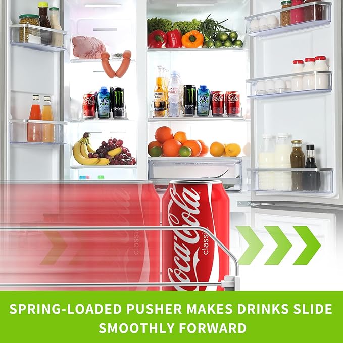 Coanto Drink Organizer for Fridge, Soda Can Dispenser for Refrigerator, Automatic Self-Pushing Fridge Drink Dispenser Holds up to 30 Cans, 6 Row-NeatNest