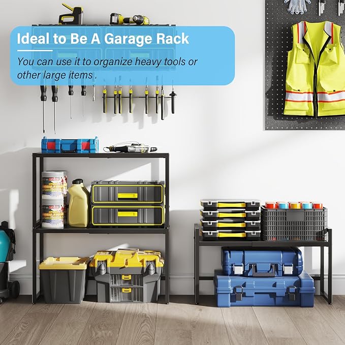 Heavy Duty Metal Shelving Unit - Holds 110 LBS, Expandable Storage Rack for Pots Pans Microwave Small Appliance, Adjustable Metal Shelves for Kitchen Garage Warehouse Cabinet Closet Pantry-NeatNest