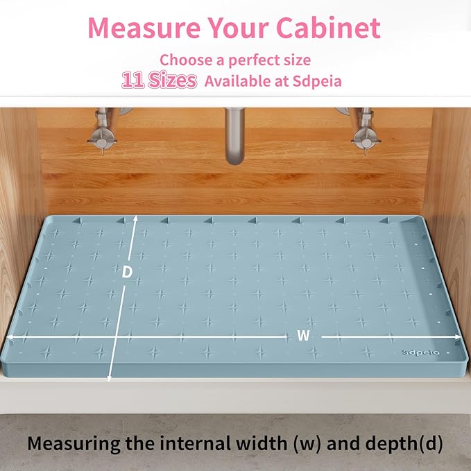 Sdpeia Under Sink Mat for [34" x 22"] Cabinet, Upgraded Silicone Waterproof Mat Kitchen Cabinet Liner Cabinet Protector Kitchen Organizers and Storage-NeatNest