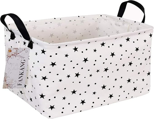 FANKANG Storage Basket,Nursery Hamper Canvas Laundry Basket Foldable with Waterproof PE Coating Storage, Office, Bedroom, Clothes,Toys (Rec-Star)