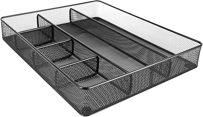 Amazon Basics Mesh Drawer Organizer, Black, Pack of 4-NeatNest