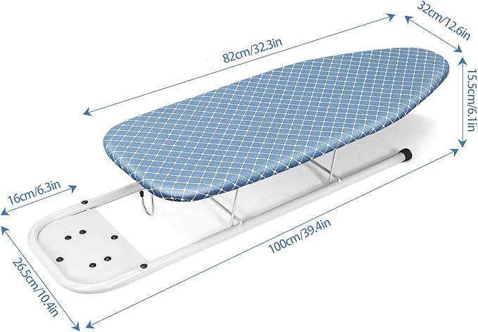 Duwee 12"×32" Table Top Ironing Board with Iron Rest,Small Ironing Board with Heat Resistant Cover,Thicken Felt Padding,Portable Iron Board with Non-Slip Feet for Home, Laundry Rooms, Dorms