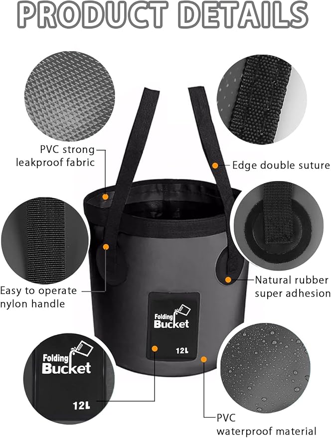 Wlikn Collapsible Bucket with Handle, Lightweight 5 Gallon 20L Folding Water Container, Portable Wash Basin for Camping, Fishing, Gardening, Car Washing, and Outdoor Use-NeatNest