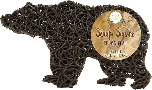 Aira Soap Saver - Dish & Holder Accessory - BPA Free Shower & Bath Holder - Drains Water, Circulates Air, Extends Soap Life - Easy to Clean, Fits All Dish Sets - Brown Bear-NeatNest