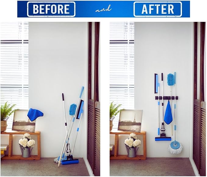 Displays By Jack wall mounted Broom and mop Holder, Black Utility Tool Organizer for Home, 1-Pack-NeatNest