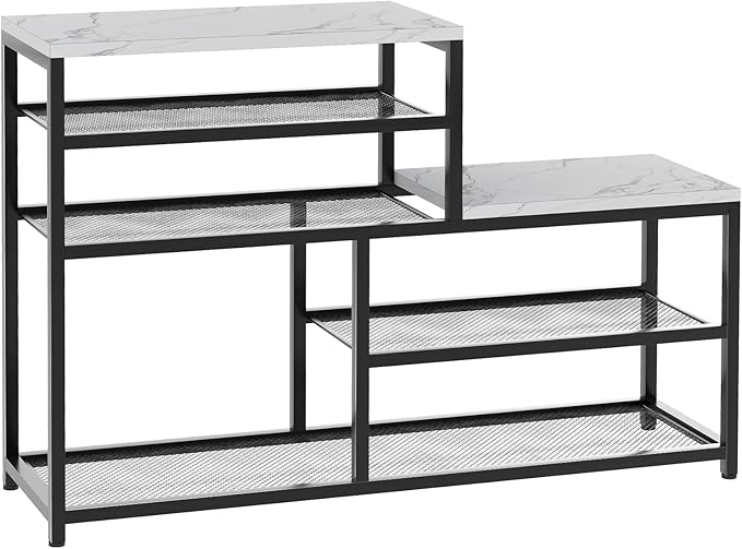 Shoe Rack Bench for Entryway,Free Standing Shoe Storage Organizer for Front Door Entrance,Boot Rack Holder Shelf for Closet with Seat,Sturdy Shoe Shelves for High Heels, Hallways,White Marble-NeatNest