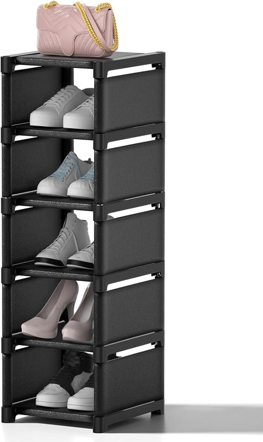 6-Tier Shoe Rack Shoe Organizer, Adjustable Rack Sturdy Easy to Assemble Narrow Shoe Shelf for Closet Entryway Hallway Balcony-NeatNest