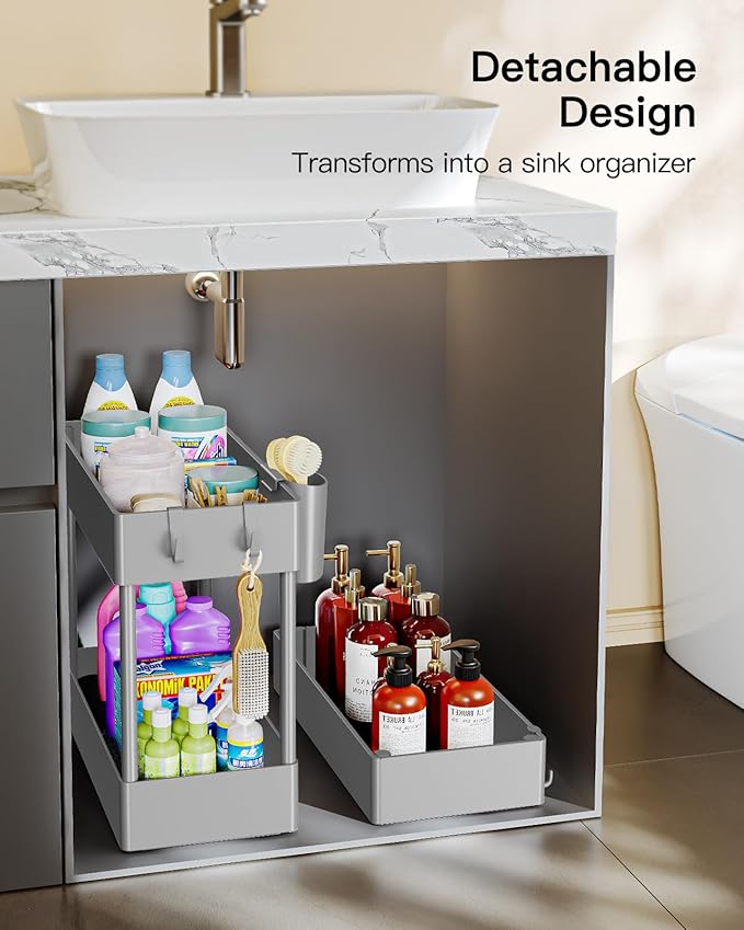 Pipishell Slim Storage Cart with Wheels - 3 Tier Bathroom Organizers and Storage Cart - Rolling Carts for Bathroom, Kitchen, Narrow Space, Laundry Room,Grey-NeatNest