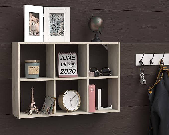 ClosetMaid 5430 Mini 6-Cube Desktop or Wall Mount Organizer, Bleached Walnut-NeatNest