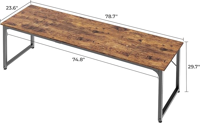 Huuger Computer Desk, 80 Inch Office Desk, Gaming Desk with Storage, Writing Desk Work Desk for Home Office, Study, Long Simple Desk, Large Legroom, Metal Frame, Rustic Brown-NeatNest
