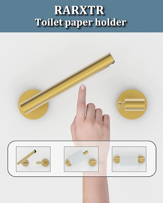 Gold 2 Pack Toilet Paper Holder SUS304 Stainless Steel Double Post Pivoting Toilet Paper Roll Holder Wall Mounted Toilet Tissue Holder for Commercial Bathroom RV