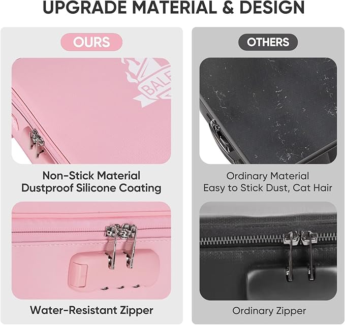 BALEINE Fireproof Document Box with Lock, Portable Fireproof Document Bag Waterproof Fire Proof File Boxes for Documents, File Organizer Box for Important Paperwork (Pink, 15''x11''x4'')