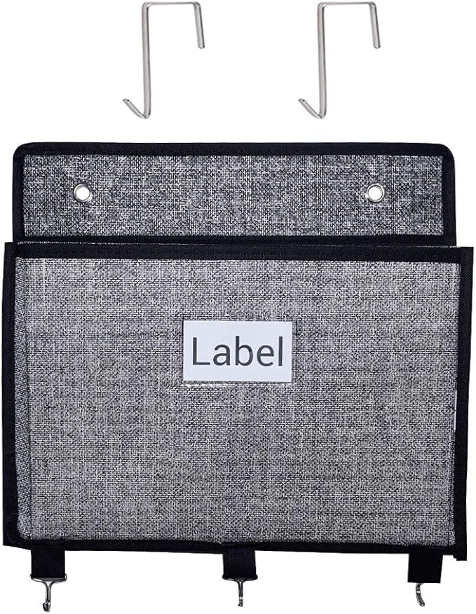 homyfort Over the Door File Organizer Hanging File Folders, Wall Organizers and Storage for Mail, Magazine, Notebooks, Planners, Office, Classroom, 5 Extra Large Pockets (Black with Pattern)-NeatNest
