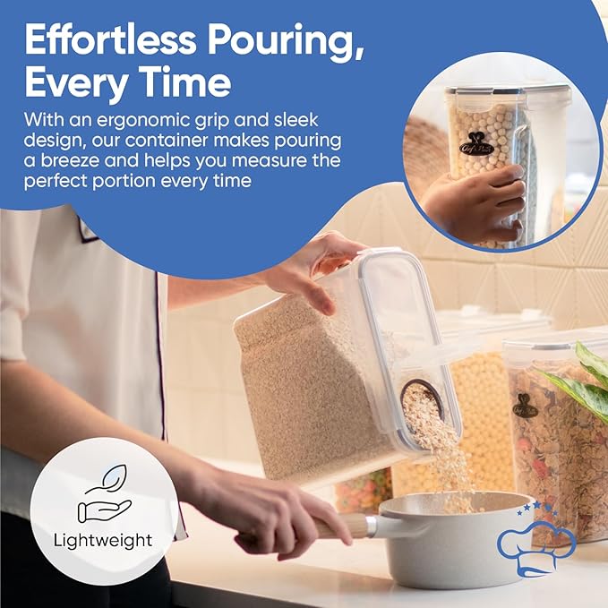 Cereal Containers Storage Set of 8 (101.4oz) - Premium Airtight Food Storage Containers for Kitchen Organization - Includes Labels, Spoon Set & Pen - Kitchen Containers best for Flour & Rice-NeatNest