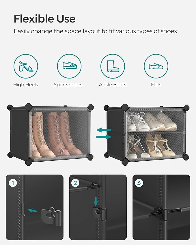 SONGMICS Shoe Rack Organizer, 8-Tier Shoe Storage Cabinet for Closet and Entryway, Holds 32 Pairs of Shoes, Adjustable, Black ULPC034B01-NeatNest