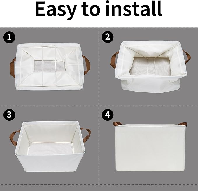 GRANNY SAYS Storage Baskets for Shelves, Closet Organizer Bins, Clothes Storage Bins with Metal Frame, Extra Large Baskets for Organizing and Storage, Collapsible, Ivory, 2-Pack-NeatNest