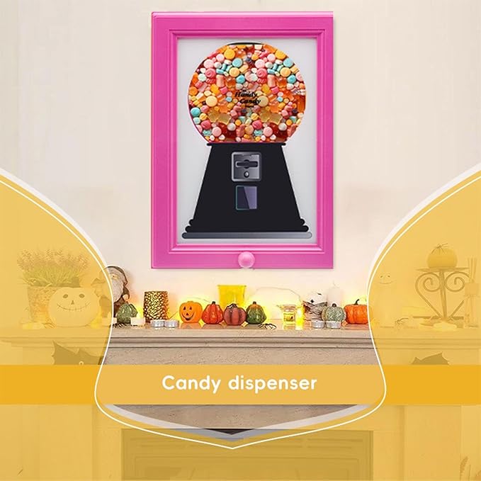 Gumball Machine，Photo Frame Candy Dispenser,For Candies, Nuts, Dog & Cat Treats, Hang on Wall, Birthday & Holiday Gift for All Ages.(Pink)-NeatNest