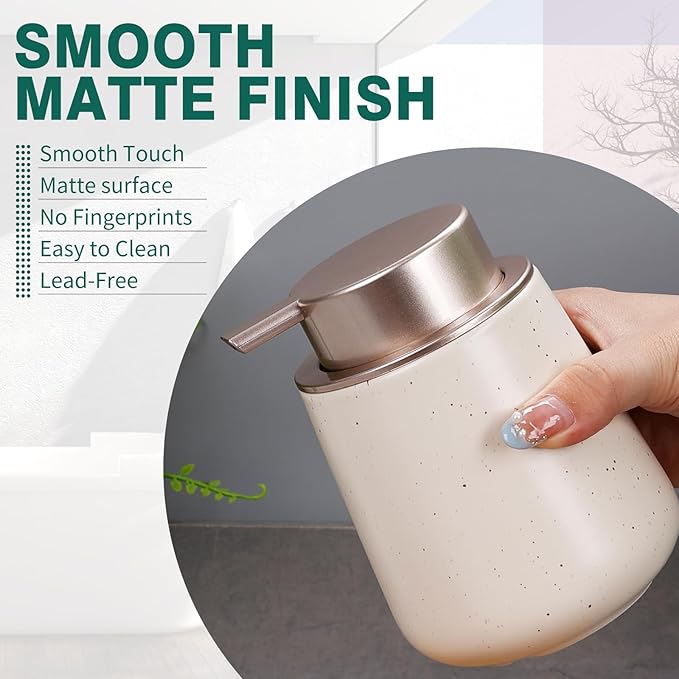 Bosilunlife Ceramic Foaming Soap Dispenser - 12 oz Foam Hand Wash Dispenser Bathroom Countertop Kitchen Dish Soap Pump Dispenser Liquid Soap Dispenser for Bathroom-NeatNest