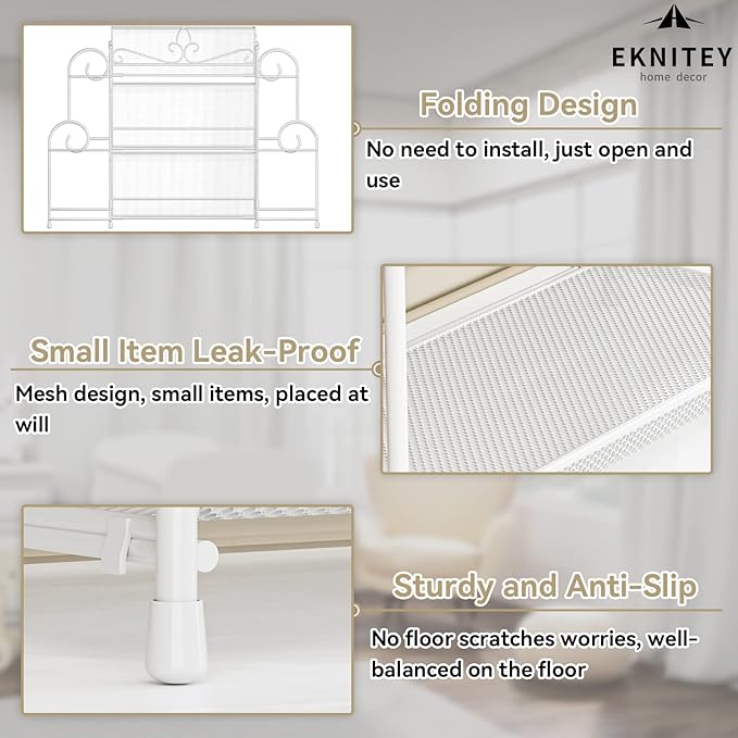 EKNITEY 3-Tier Bathroom Organizer - Sink Organizer Spice Rack for Countertop Storage, White (No Assembly)