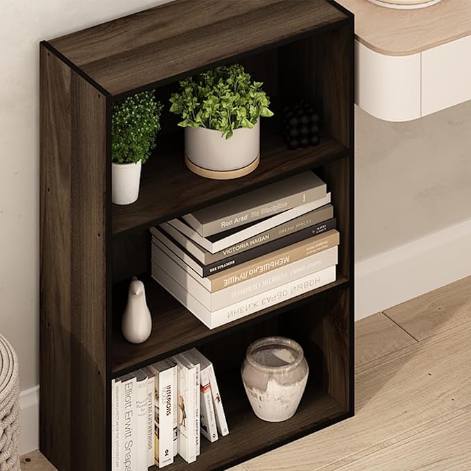 Furinno Pasir 3-Tier Open Shelf Bookcase, Columbia Walnut